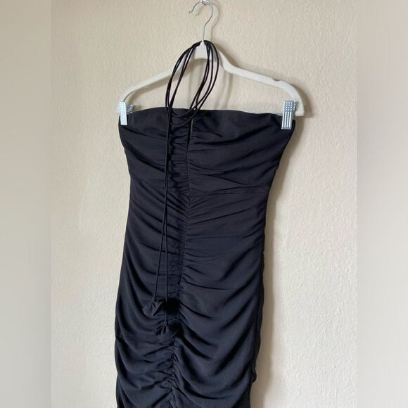 J Crew Collection Midi Black Dress Ruched Strapless Size 0 - Picture 10 of 14